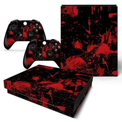 Xbox One X Skin Design Foils Sticker Screen Protector Set - Black Blood Motif • $34.28