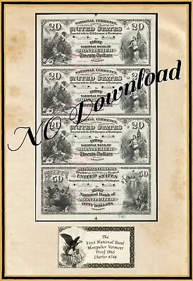 Photoshop Designed 1865 Proof $20-$50 1st Natl Bank Of Montpelier Vermont Ch#748 • $23.95