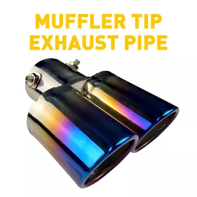 Car Auto Blue Rear Exhaust Pipe Tail Tip Muffler Throat Tailpipe Auto Parts NEW • $20.99