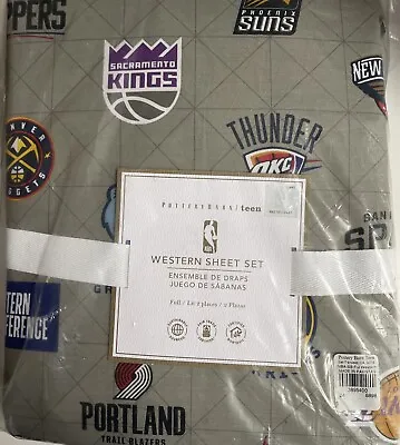Pottery Barn Teen NBA Western Conference Sheet Set - Gray - Full - NEW • $119.99