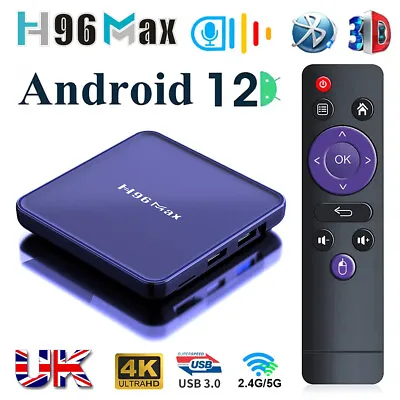£32.99 • Buy Android 12-4G+64G H96 Max Smart TV Box 4K HD HDMI Wifi Media Player Bluetooth UK