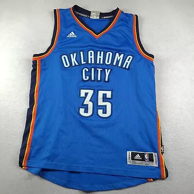 ADIDAS Oklahoma City Jersey Size L Durant 35 Adult Blue 2 Length NBA Basketball • $40