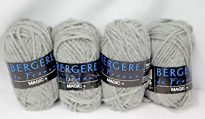 4 Bergere De France Yarn~MAGIC+ 8380 SILEX (Flint) GRAY~50% Wool 50% Acrylic LOT • $15.95