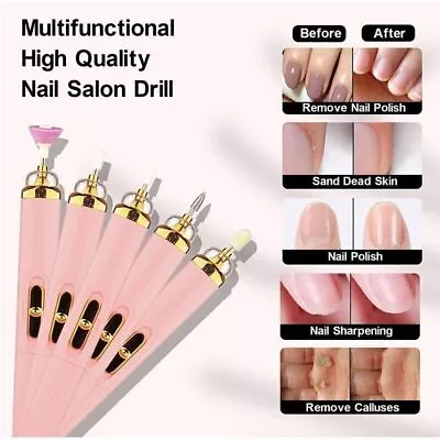 Electric Nail File Drill Portable USB Manicure Pedicure Machine Set Professional • £5.45