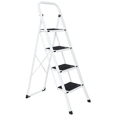 4 Step Ladder W/ Convenient Handgrip Steel Non Slip Wide Pedal 300Lbs Stable • $37.59