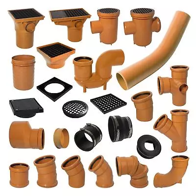 Underground Drainage 110mm Pipe Fittings Bend Trap Gulley Socket Grid Coupler • £9.78