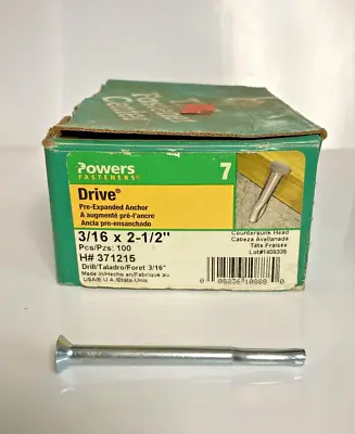 Powers Fasteners Pre-Expanded Tamper-Proof Anchors Flat Head  3/16  X 2-1/2  • £19.37