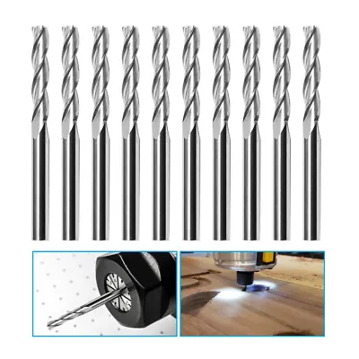 10pcs 1/8   Double Flute Spiral Upcut Shank End Mill CNC Router Bits Tool • $12.49