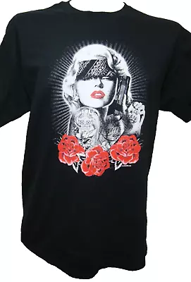 Marilyn Monroe Mens XL T Shirt Black Tatoo Gun Roses NWOT • $0.99