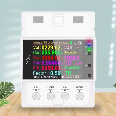 AT4PW Volt Amp Kwh Frequency Factor Meter Remote Control WiFi Smart Power Meter • $48.69