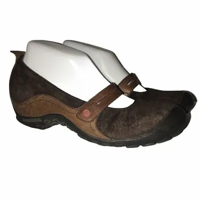 Merrell Plaza Bandeau Mary Jane Leather Wedges Womens 8.5 Espresso Brown • $35.99