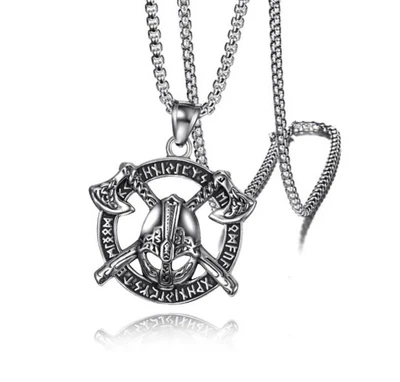£6.44 • Buy Mens Norse Viking Axe Rune Pendant Necklace Stainless Steel Amulet Chain Gift