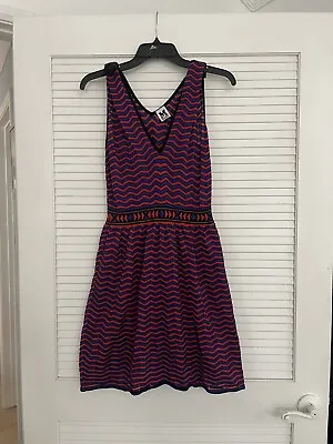 M Missoni Sz 6 Striped Red Blue Stretchy Sleeveless Zigzag Knit Dress • $59.99