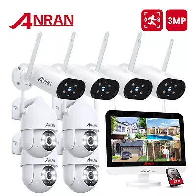 ANRAN Wireless Security Camera System 8CH NVR 12 Monitor Outdoor Home 24/7Record • $544.99