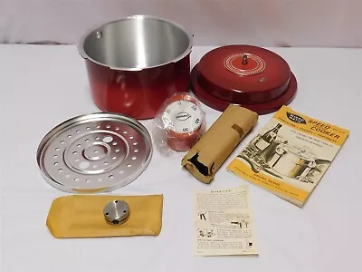 Vtg Mirro Matic Pressure Cooker 4 Qt 0294 Red Poppy New In Box And Timer NOS HTF • $74.95