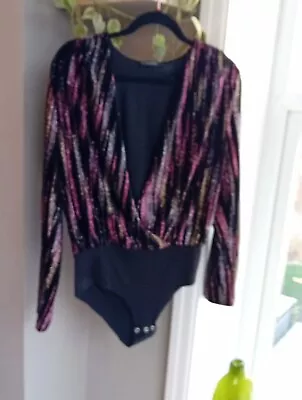 Zara Long Sleeved Glitter Velvet Body Medium New Without Tags Black • £12.99