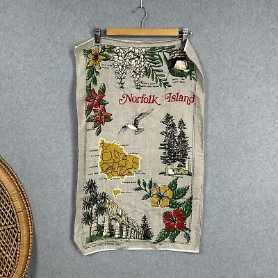 Tea Towel Natural Flax Linen Retro Vintage Norfolk Island • $9.28