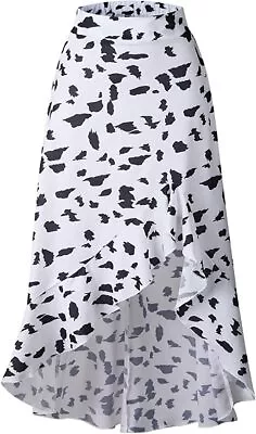$11.99 • Buy Women's Stretchy High Waist Floral Printing Asymmetric Ruffle A Line Maxi Skirt