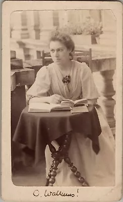Antique CDV Gorgeous Woman Seated With Books ID'd  1870s • $9.95
