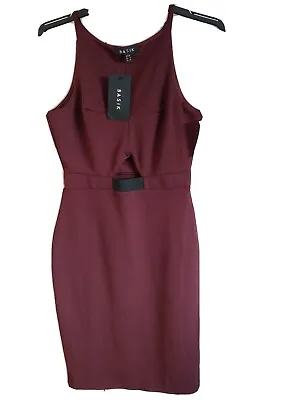 £7 • Buy Basik Size 10 Burgundy Sleeveless Cut Out Body Con Dress New With Tags 