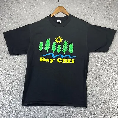 Vintage Velva Sheen Shirt Mens Extra Large Black Bay Cliff Michigan Neon 80s USA • $17.46