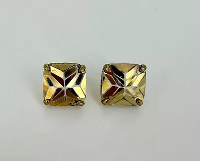 J.CREW Retired Square Antiqued Crystal Stud Pierced Earrings • $11.99