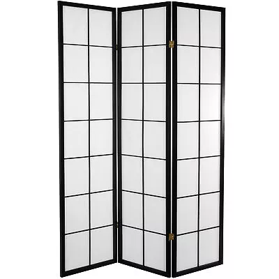 6 Ft. Tall Japanese Shoji Room Divider - 3 Panels - Black • $159