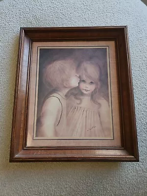 Margaret Kane  A Little Kiss  Big Eye Wooden Framed  Print 17 ×20  • $45