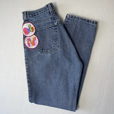 VTG Guess Jeans Flower Patch High Rise Straight Leg Women Size 30 Mom 90s USA • $23.99