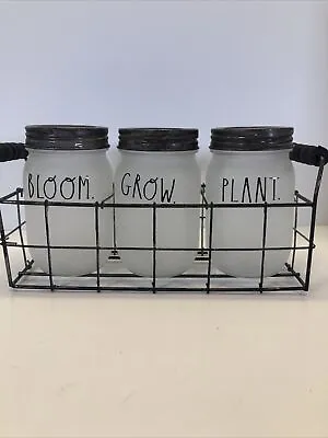 Rae Dunn Mason Jars In Rack Bloom Grow Plant Vases Planters Tea Lights • $15