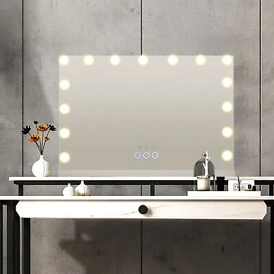 Large Vanity Mirror Hollywood Style 15/18 LED Lights Makeup Mirror USB Charging • $109.99