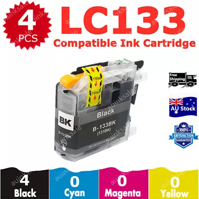 4x Non-OEM Ink Cartridge LC133 LC133XL BLACK For Brother MFC J6920DW J6720DW DCP • $15