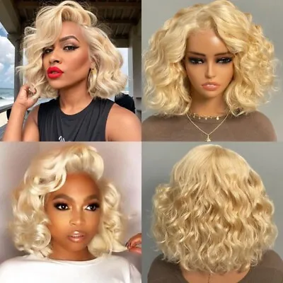 Human Hair Wig Wigs Glueless Women Wear & Go Lace Front Long Short Wig UK Blonde • £111.59