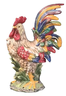 Colorful Majolica Porcelain Country French Decorative Proud Rooster 15.75'' • $250.75