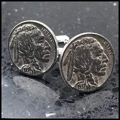 New Cufflinks Vintage Indian Head Nickel 5 Cent Coin Americana Money 1930’s • $10.99