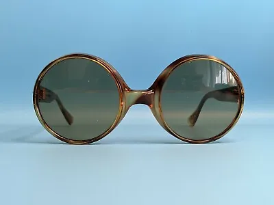 Vintage 60s Oversized Round Acetate Sunglasses Glass Lens Germany Made #k33 • $42.46