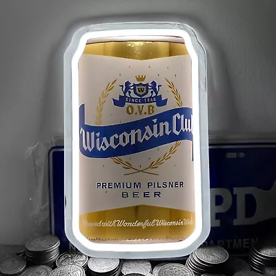 Wisconsin Club Beer Cans Bar Pub Store Mall Neon Light Sign Wall Decor 12 X7  H4 • $49.99