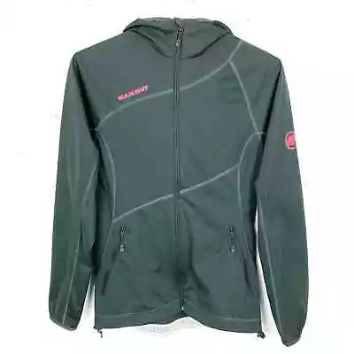 Mammut Womens Lemah Hoodie Midweight Softshell Jacket Green Full Zip Size XS • $45