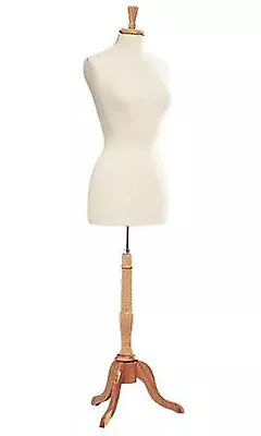 $100.95 • Buy Women's Dressmaker Seamstress Dress Form Ivory Mannequin Size 8 Wood Base Female