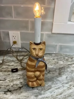 Wooden Cat Lamp Folk Art Works Vintage • $45