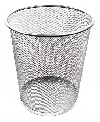 1 X Gray Round Metal Mesh Bin Metal Trash Bin Wastebasket Bin Waste Paper Bin • £8.49