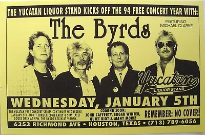 $15.61 • Buy BYRDS 1994 HOUSTON CONCERT TOUR POSTER - Michael Clarke, The 60's Rock Legends