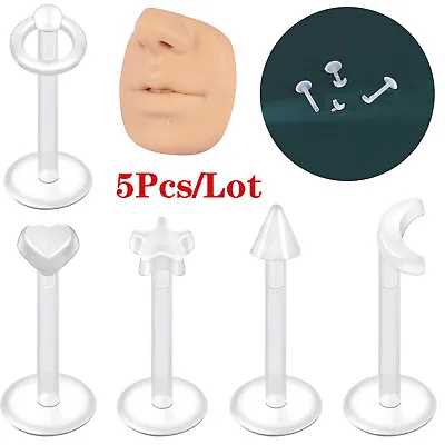 5Pcs/Lot 16G Acrylic Labret Lip Studs Heart Moon Spike Monroe Piercings 6-10MM • $8.53