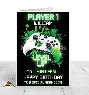 Personalised GAMER Birthday Card - ANY Name Age & Relation - XBOX PlayStation • £2.60