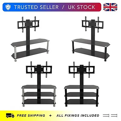 Black Chrome Combi TV Stand With Bracket 32 37 40 42 47 48 50 55 60 65 Inch TVs • £89.99