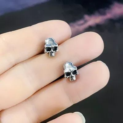 Skull Earrings Punk Gothic Stainless Steel Skull Skeleton Stud Earrings • $7.99