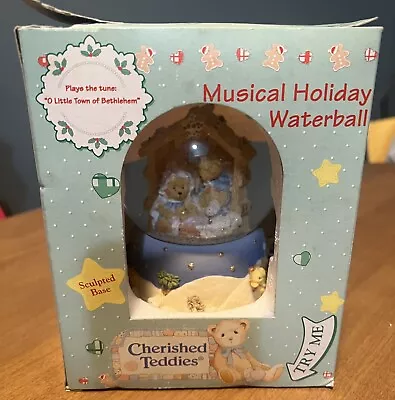 VTG Enesco Cherished Teddies Musical Holiday Snow Globe Little Town Of Bethlehem • $29.99