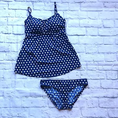 Oh Baby Maternity 2 Piece Swimsuit Size Small Blue Polka Dot • $18.99