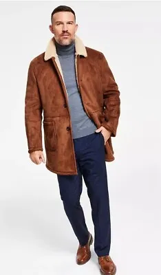 $495 Ralph Lauren Size 36S Men's Brown Lefferts Faux-Shearling Overcoat Jacket • $175