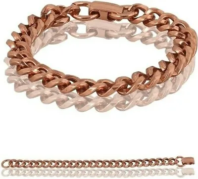 2 Pack Pure Solid Copper Cuban Chain Curb Link Rider Bracelet Arthritis Therapy • $19.95